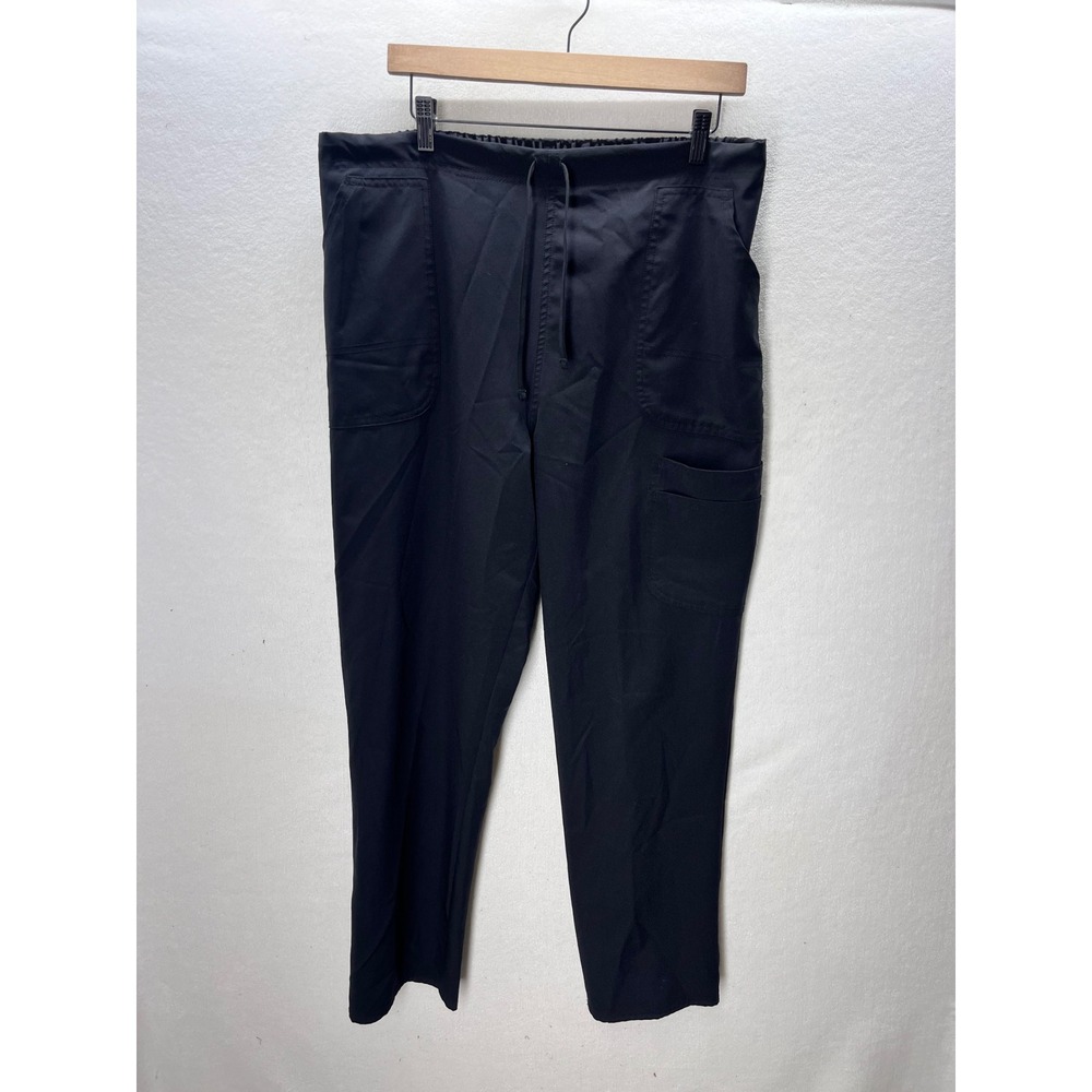 Scrubstar Scrub Pants Womens L Black Drawstring Cargo Pockets WM03B117 3352